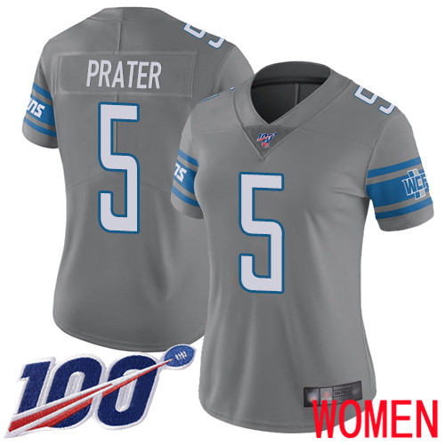 Detroit Lions Limited Steel Women Matt Prater Jersey NFL Football 5 100th Season Rush Vapor Untouchable